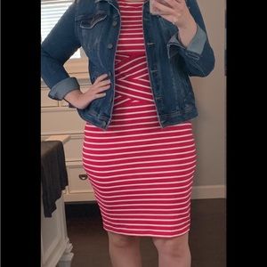 NWT!! Pink/white striped form fitting dress